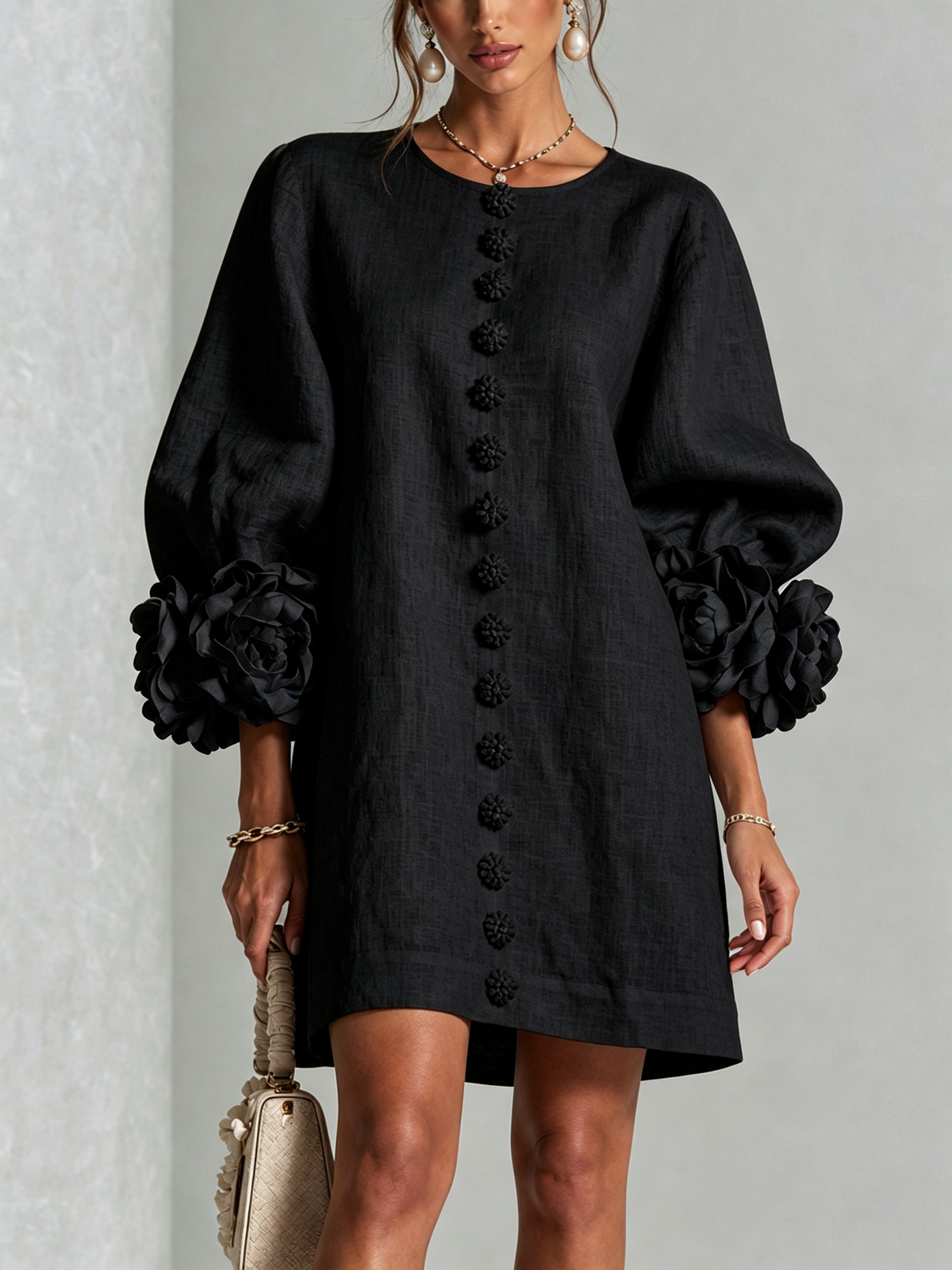 Mary | White Floral Button-down Mini Dress