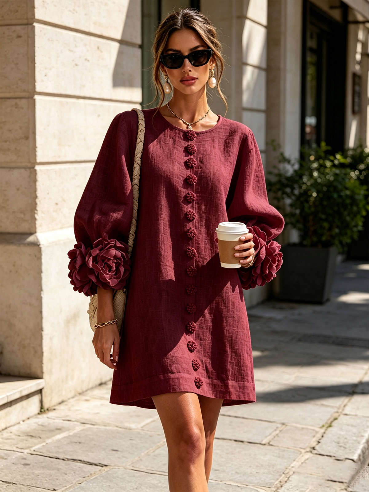 Mary | White Floral Button-down Mini Dress