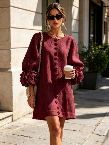 Mary | White Floral Button-down Mini Dress