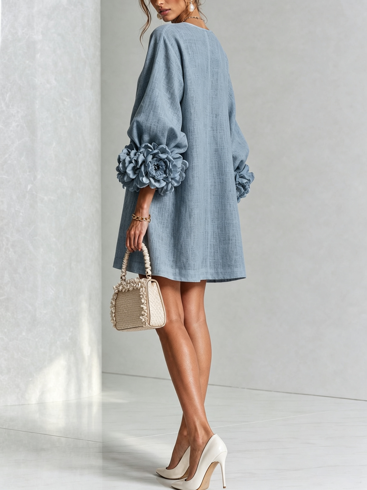 Mary | White Floral Button-down Mini Dress