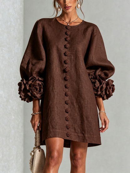 Mary | White Floral Button-down Mini Dress