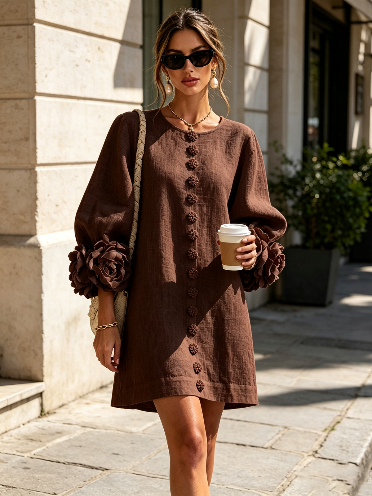 Mary | White Floral Button-down Mini Dress