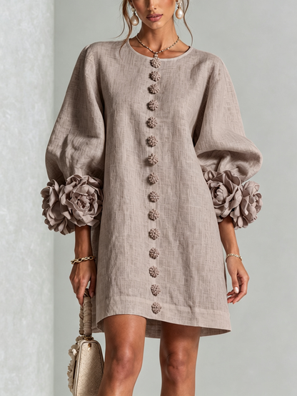Mary | White Floral Button-down Mini Dress