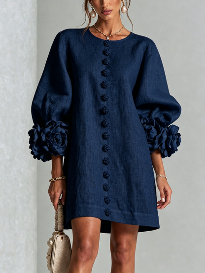 Mary | White Floral Button-down Mini Dress