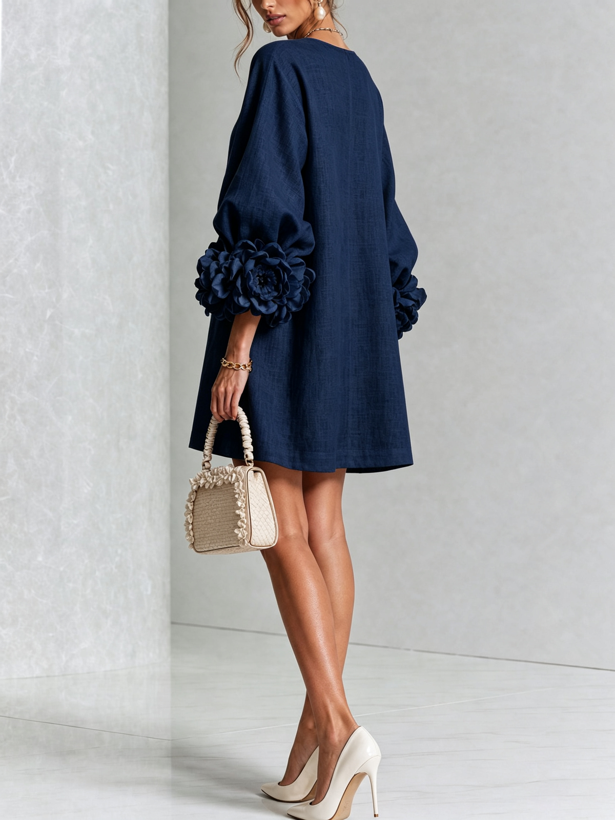 Mary | White Floral Button-down Mini Dress