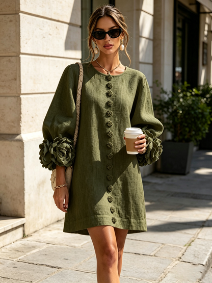 Mary | White Floral Button-down Mini Dress