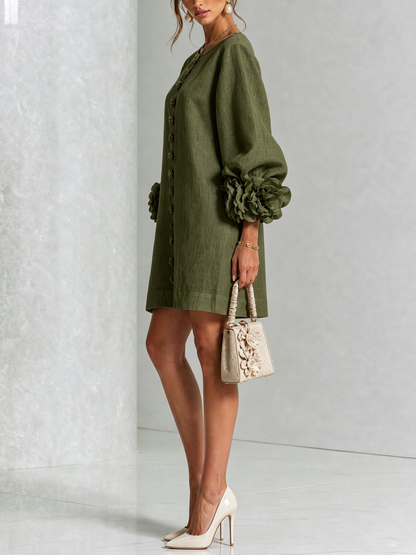 Mary | White Floral Button-down Mini Dress