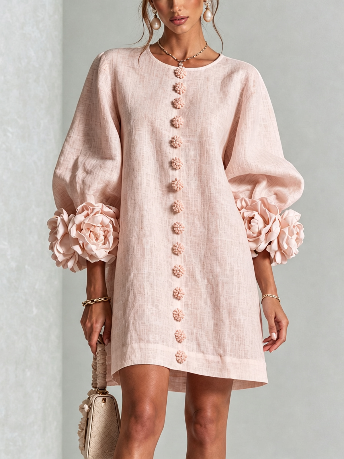 Mary | White Floral Button-down Mini Dress