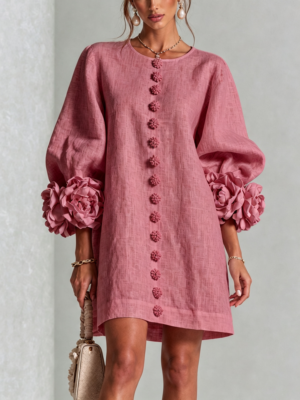 Mary | White Floral Button-down Mini Dress