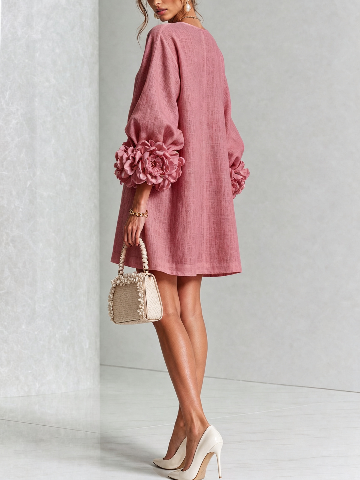 Mary | White Floral Button-down Mini Dress