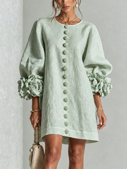 Mary | White Floral Button-down Mini Dress