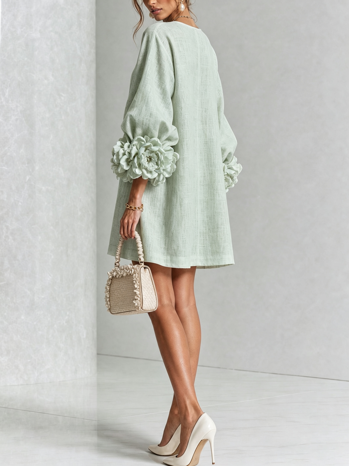 Mary | White Floral Button-down Mini Dress