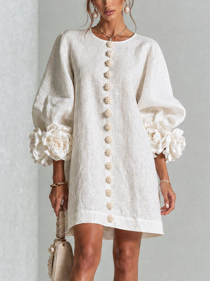 Mary | White Floral Button-down Mini Dress