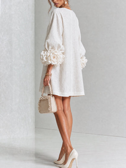 Mary | White Floral Button-down Mini Dress