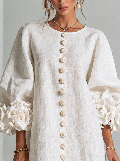 Mary | White Floral Button-down Mini Dress
