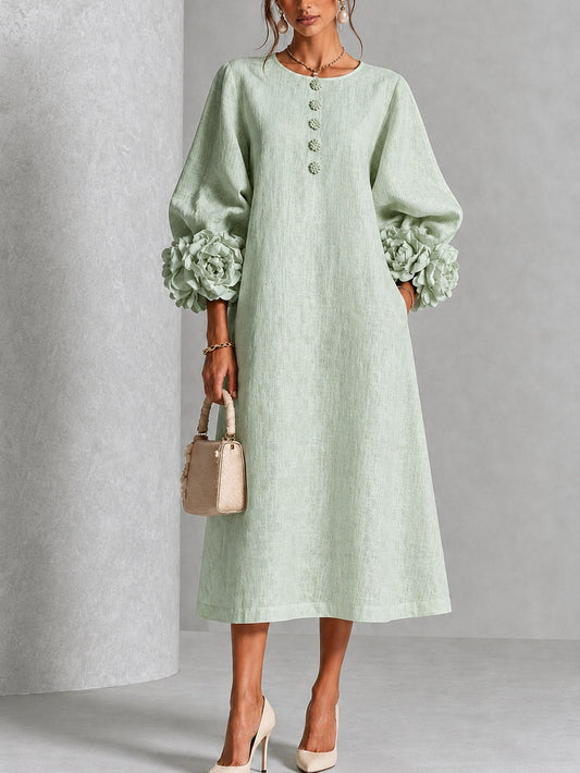 Sienna | Floral-Cuff Midi Dress