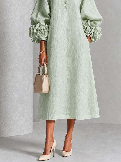 Sienna | Floral-Cuff Midi Dress