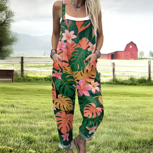 Jungle Hibiscus Overalls