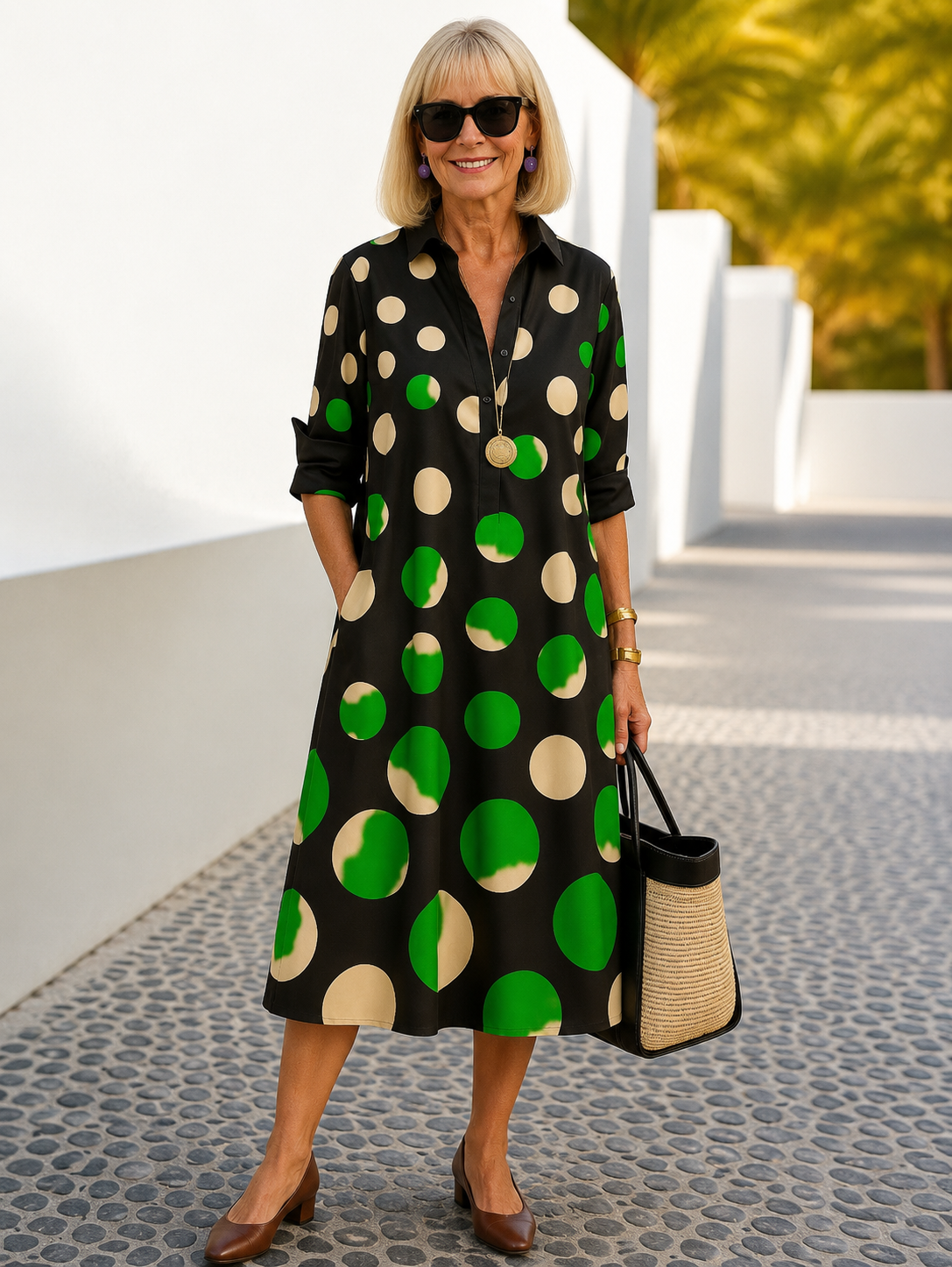 Kaliyah Modern Midi Dress in Black