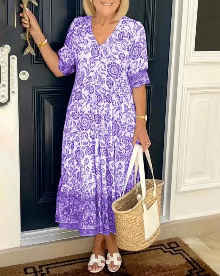 Keisha Floral Maxi Dress - Purple
