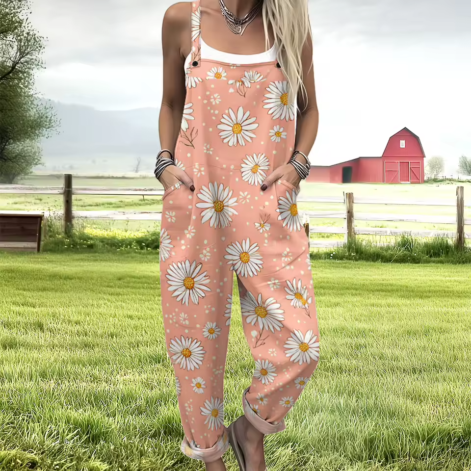 Peach Daisy Overalls