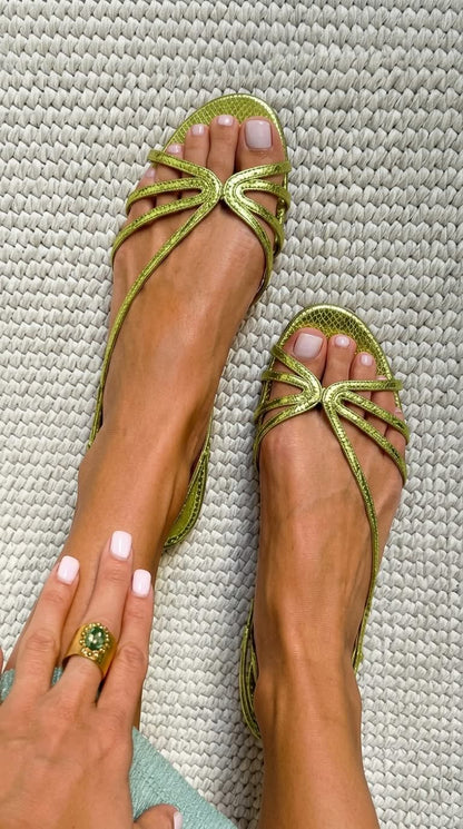 Evie - Metallic Strap Sandals for Summer