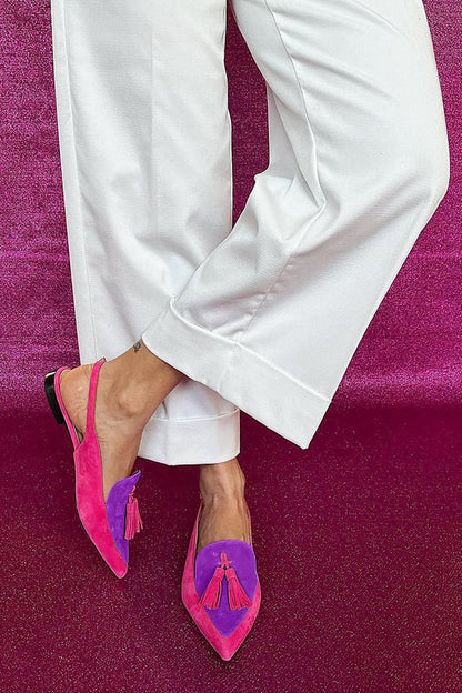 Frendessa Fringe Ballet Flats with Ankle Strap