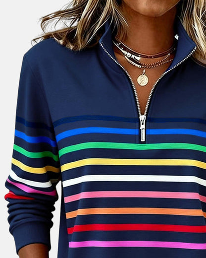 Vienna - Striped Half-Zip Pullover