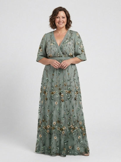 Melodi – Long floral dress with V-neck