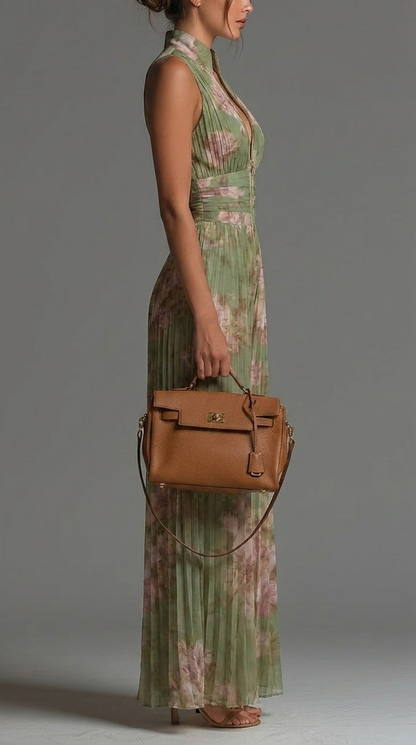 ESSENTIAL | Pleated Floral Chiffon Jumpsuit