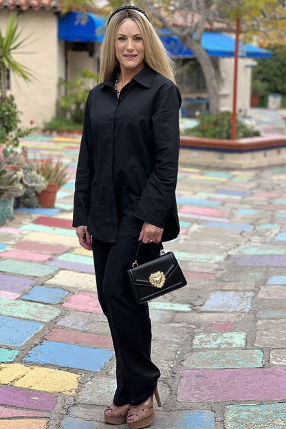 Adelaide™ – Oversized Cotton Shirt & Wide-Leg Pants Co-Ord Set