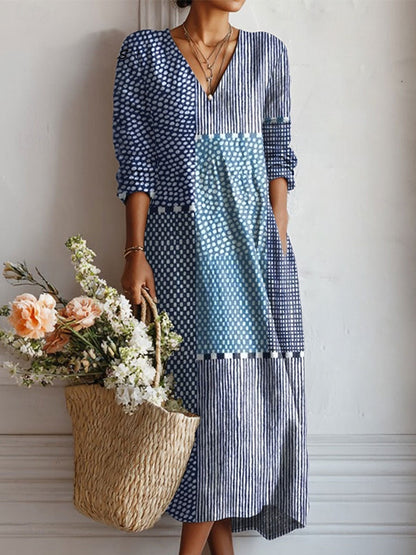 Sophie | Blue Mosaic Maxi Dress